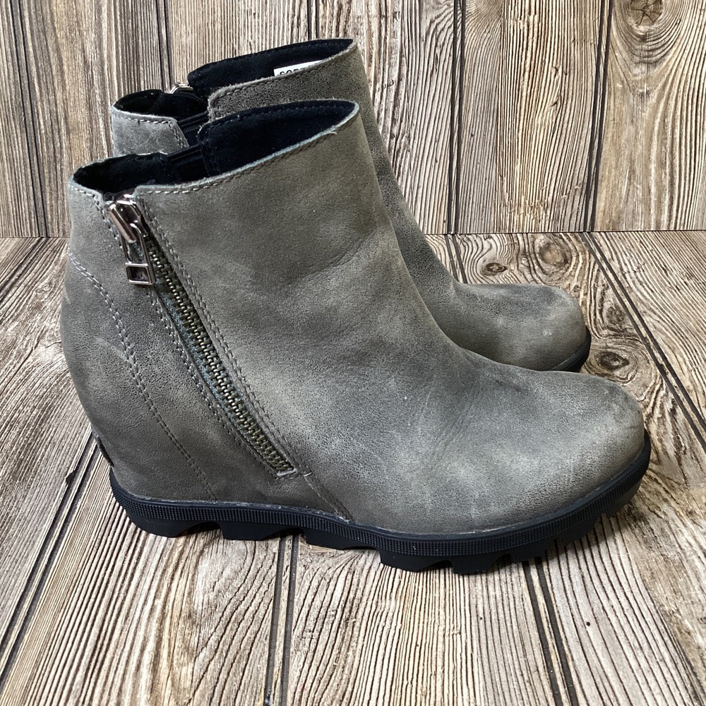 Sorel Joan of Arctic II Wedge Zip Fall Winter Snow Bootie Gray Womens Size 6.5